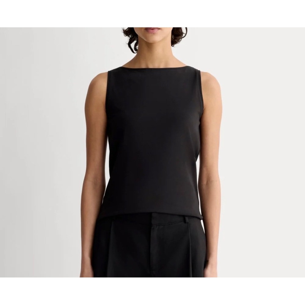 Everlane Womens Boatneck Black Supima Cotton Sleeveless Shirt Tank XS New